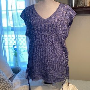 New York & Company sleeveless hi lo layering sweater Merle blue navy medium